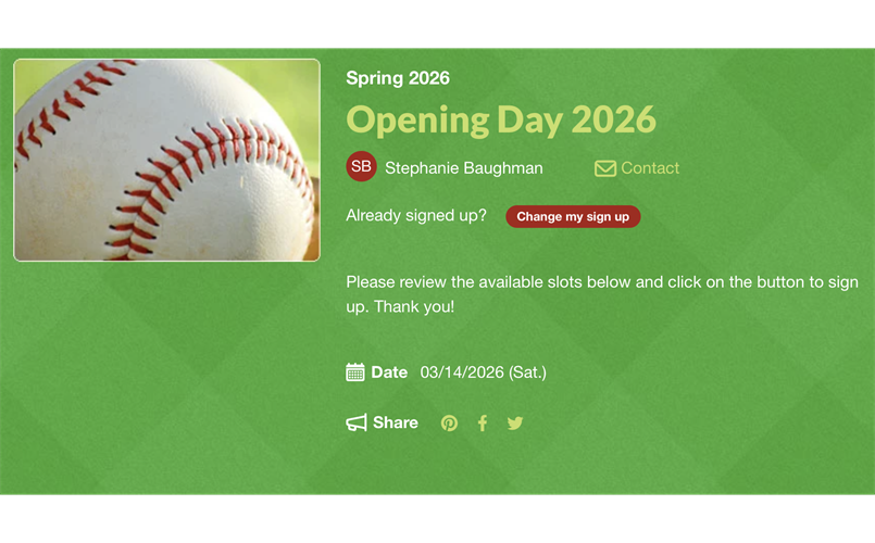 Volunteer for Opening Day